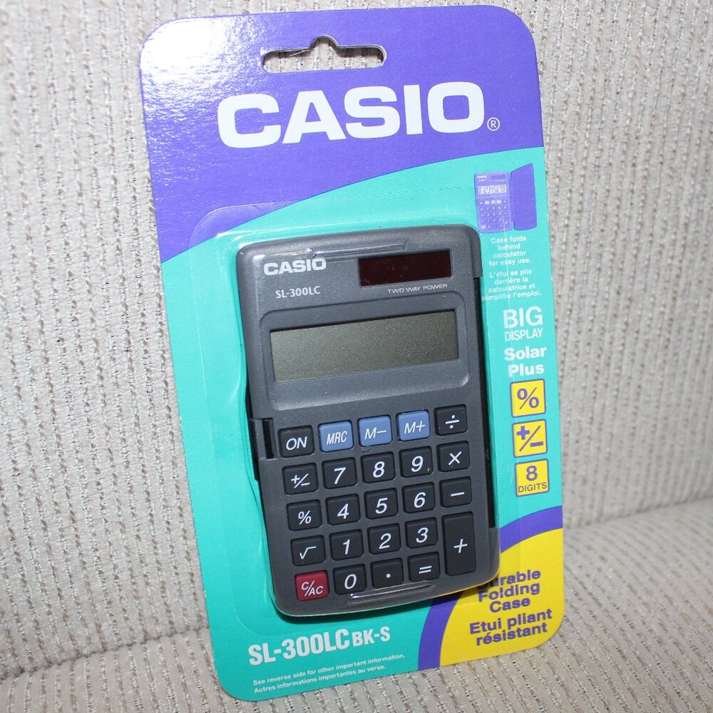 3/$55❤️sealed CASIO SL-300LC BKS Folding Wallet Case Calculator Big Display